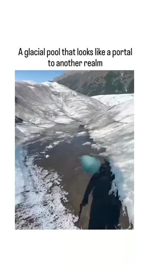 crazy top fun 😂❤️ on Instagram: "This video captures a glacial moulin—a vertical shaft in a glacier where meltwater drains to its base—filmed on a snowy mountain slope, with the explorer using an ice axe to probe its turquoise, vortex-like edges for safety. Moulins accelerate glacier movement by lubricating the ice base, and recent 2026 research on Greenland's Petermann Glacier shows their rapid formation from supraglacial lakes, exacerbating sea-level rise from climate warming. The post's vira