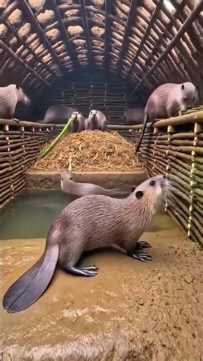 Micro Camera Inside a Beaver Lodge #shorts
