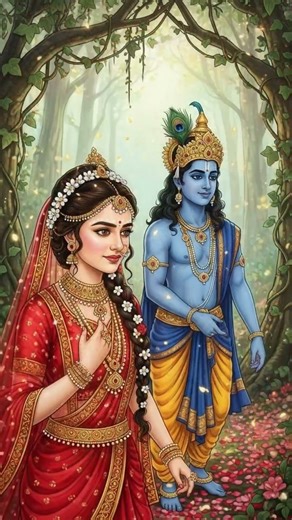 Divine Radha Krishna Love | Vrindavan Flower Scenes #radhakrishna #3danimation #love