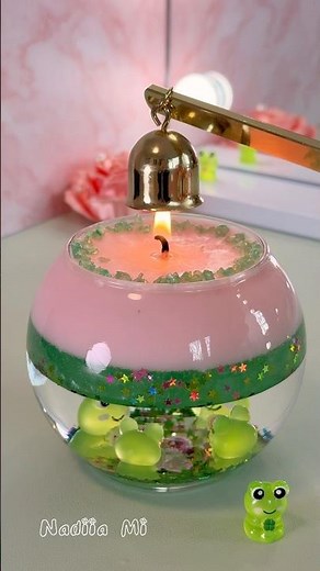 Tiny Frogs Inside a Handmade Water Candle