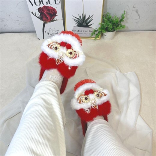 Handmade Tiger Slippers – Red Cotton Indoor Outdoor Shoes Lucky Gift - Etsy