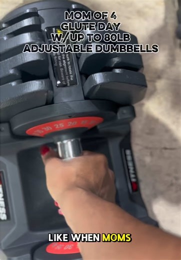 Using the Bearbro 55lb/80lb Adjustable Dumbbells to get a full glute workout at home as a busy mom of 4. My wife can quickly twist the handle to select the exact weight she wants for Romanian deadlifts. These dumbbells adjust in just one second, so Ze can go heavy if she wants without wasting time switching plates. Ze focuses on hinging at the hips to target glutes and hamstrings. This entire workout is filmed in our garage gym because we canceled our commercial gym membership, but with these ad