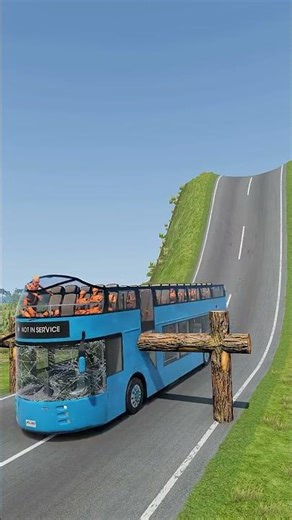 Long Capsule Bus vs Log Trap - BeamNG Drive