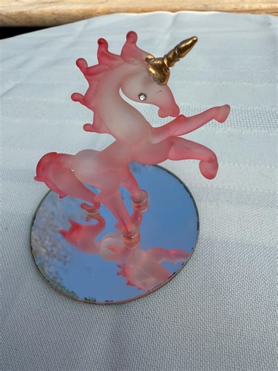 Vintage Miniature Frosted Satin Glass Unicorn Figurine - Hand Blown Mythical Creature - Gold Horn & Hoof Accents - Tiny Curio Decor - 2.75" - Etsy