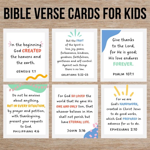 Scripture Cards for Kids: NIV Bible Verse Memory Cards (PDF Download) - Etsy