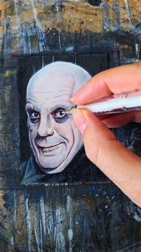 Drawing Uncle Fester on an Artist Trading Card #atc #art #shorts