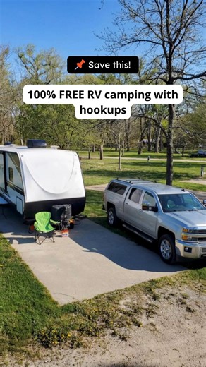 This little gem can be found at Lincoln Park, located in Superior, Nebraska. Lincoln Park provides 100% free RV camping with power and water hookups and level, concrete pads. A dump station is located just down the road by the school. Amenities include a playground area, horseshoe pits, sand volleyball pit, disc golf, a pond for catch and release fishing and even exercise equipment! Stays are limited to 14 nights within a 60-day period. 📌 SAVE THIS ONE | Camper FAQs