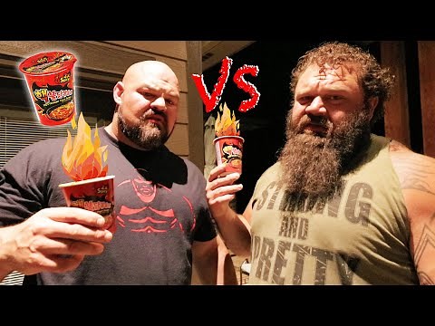 Worlds Strongest Men Eat Spicy Korean Noodles!