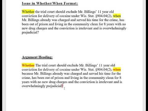 Legal Writing: Turning Legal Issues into Argument Headings