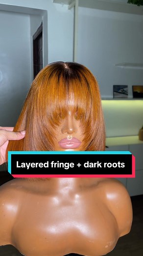 Off to Abuja 🚚. Service: fringe wig construction layers dark roots #thewigspace #customwigmaker #layeredwig #wigstylist #fringewig #rootmelt #gingerwig