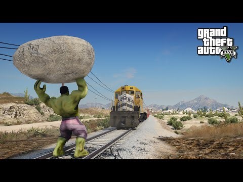 GTA 5 - Hulk vs Train [4K] Can HULK Stop The Train in GTA V?