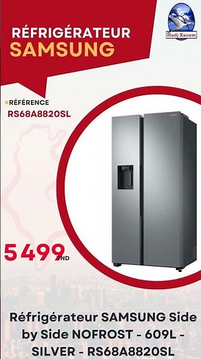 Réfrigérateur SAMSUNG Side by Side NOFROST 609L SILVER RS68A8820SL