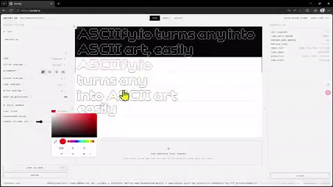 🚀https://t.co/lNzdefajmR is live.ASCIIfy is a web tool that turns text, images, and video into ASCII art, right in your browser:Text: type and format ASCII art text like a word processor, with alignment, spacing, fine control, and multiple independently styled text canvases in one design.Image: drop in any image, tweak aspect, character sets, colors, and density, then export as PNG, JPEG, or transparent PNG.Video: convert clips into ASCII art video with the same controls, keep audio, and export