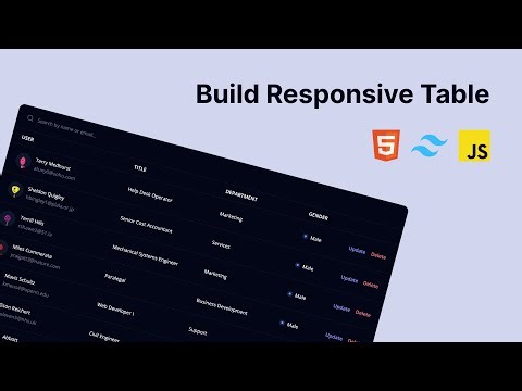 Build a Responsive Table | Get & Search Users Using an API | HTML & Tailwind CSS & Javascript