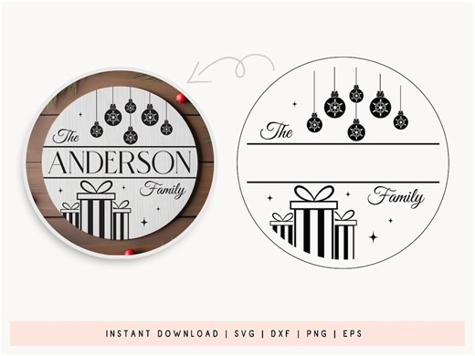 Family Name Christmas Monogram SVG: Last Name Door Hanger Decor (cut File) - Etsy