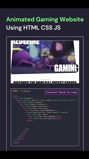 anime gaming website using #html & #css or #javascript #webdevelopment #shortsvideo #etc