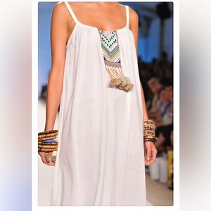 Mara Hoffman White Multicolor Accents Maxi Dress Large as seen on Runway Large