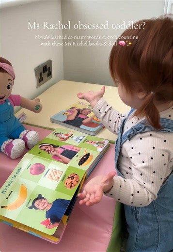 Is your toddler Ms Rachel obsessed too? 😂 These books & doll have made learning so simple and fun for her. She will sit and play/read these all by herself now! #msrachel #toddlerlearning #earlyyears #educationaltoy #educationaltoys