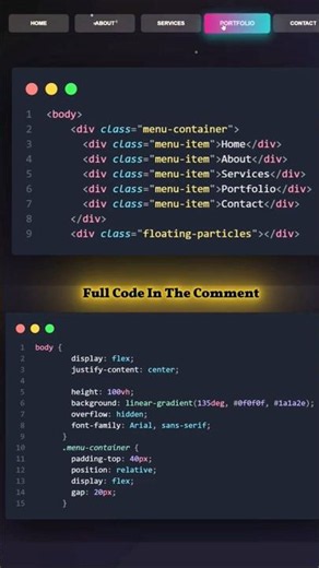 Create Awesome Floating Particles Menu using HTML & CSS! 🚀 #shorts