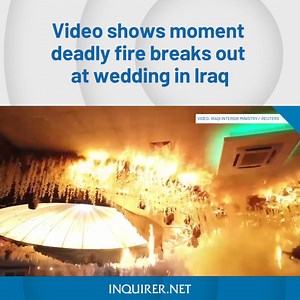 WATCH: Iraqi Interior Ministry releases footage showing moments of deadly fire at a wedding hall in Iraq last week. RELATED STORY: https://newsinfo.inquirer.net/1839573/iraq-wedding-fire-caused-by-gross-negligence-govt-probe-says | INQUIRER.net