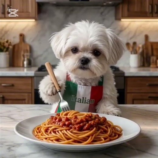 Italian Kitchen Shih Tzu Cooking Spaghetti