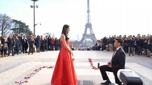 4.6M views · 83K reactions | Shivani's surprise proposal in Paris with a stretch limo playing Bollywood music, a stunning gown waiting for her in the hotel, a flash mob performance by bae, closest friends & family & Eiffel as backdrop is the sweeeeetest thing you'll see today! #zowed #surpriseproposal #flashmob Video from Shivani Bafna | ZoWed | Facebook