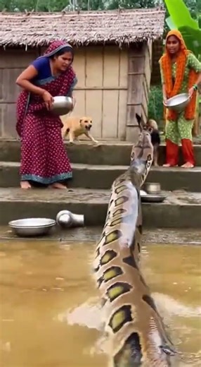 Village Women Trapped by Python 😨 Dogs Did Heroic Rescue #wildlife #python #rescue