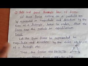 Statics- Equilibrium, triangular law of forces,polygon law of forces