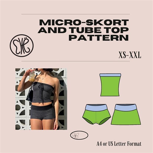 Micro-short/skort and Tube Top Pattern XS-XXL | DIY Sewing Instructions for Matching Set (pdf Download) - Etsy