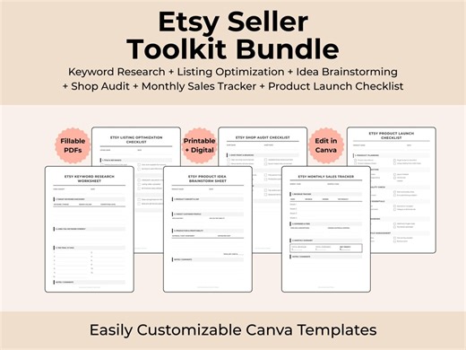 Etsy Seller Toolkit Bundle | Printable Pdfs & Customizable Canva Templates - Etsy