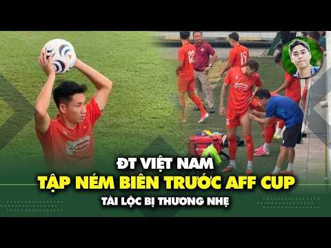Vietnam National Team practices throw-ins before friendly against Myanmar, Tai Loc sustains minor...