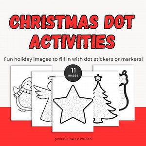 Christmas Dot and Sticker Activities, Worksheets, Preschool, Holiday Activity