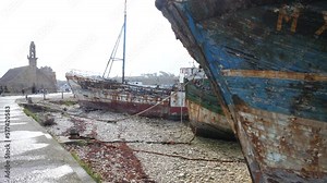 Some abandoned fishing boats at the cemetery boat of Camaret.