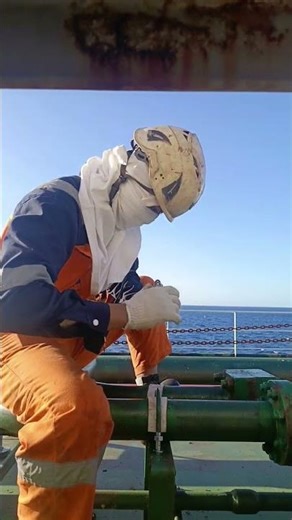 Routine maintenance: U-bolt change on deck pipeline. #seafarer #seafarerslife