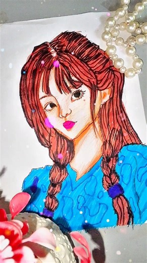 "lovely girl in Blue" 💙 #artdrawings #viral