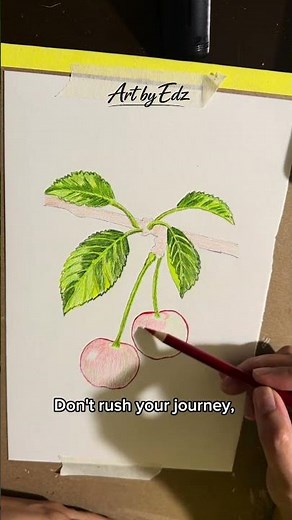 Realistic Cherry Drawing with Colored Pencils | Nature Art Tutorial