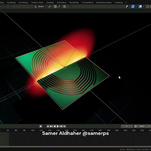 Inductance Calculator in Blender - Promo #blender3d #electromagnetic #electronics #b3d #circuits