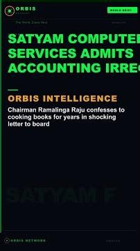 ORBIS: SATYAM FRAUD — Satyam Computer Services admits accounting irregularities