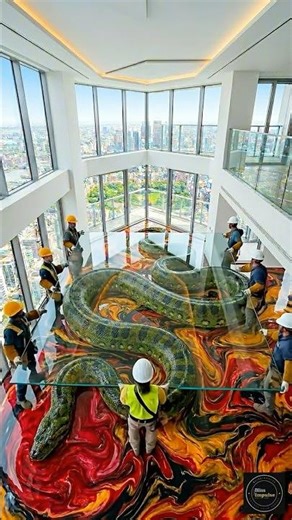 3D Snake Epoxy Floor That Looks TOO REAL 🐍 #satisfying #diy #epoxyfloor