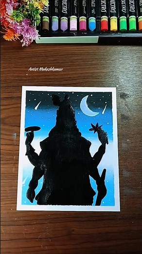 🌙 relexing shree vishnu drawing with Oil Pastel Art l Easy Oil Pastel Art for beginners #shorts #art