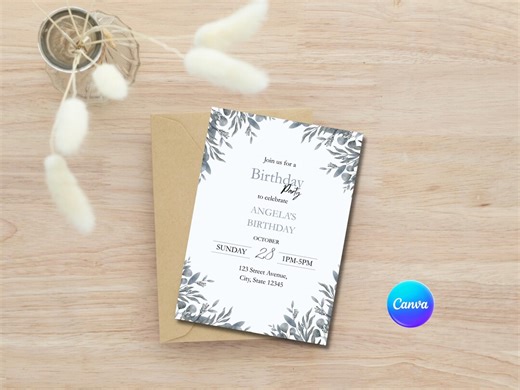 Printable Grey Blue Birthday Invitations, Surprise Party Digital Invite - Etsy