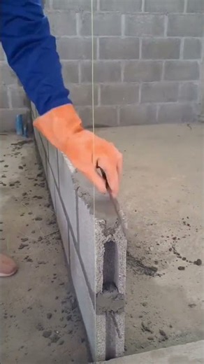 🧱 Concrete Block Wall Construction with String Alignment