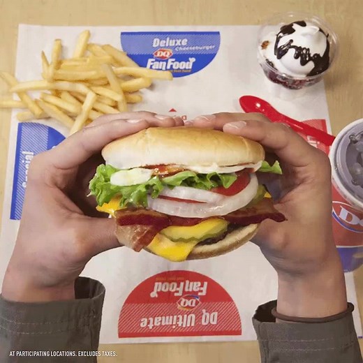 Now for a limited time only the DQ $5 Buck Lunch includes the NEW fully loaded Deluxe Bacon Cheeseburger with fries, drink and sundae for dessert. That makes it the best lunch deal around no matter how you look at it. | Dairy Queen