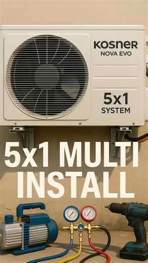 КОНДИЦИОНЕРЫ•ВЕНТИЛЯЦИЯ•ТЕПЛОВЫЕ НАСОСЫ on Instagram: "5x1 Multi Split Outdoor Unit Install | Kosner Nova EVO (Midea)#staycoolhvac #airconditioning #hvac #airconditioner #smartcooling"