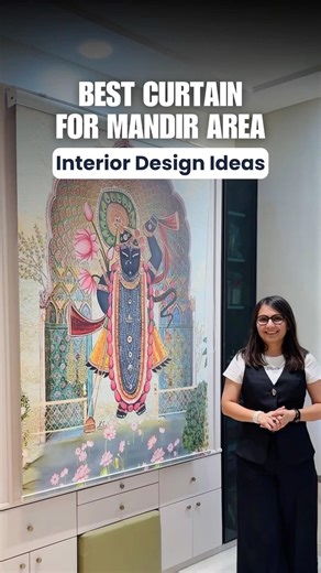 ✅ Best Mandir Area Curtain | Pooja Area In Living Room #home #interiordesign