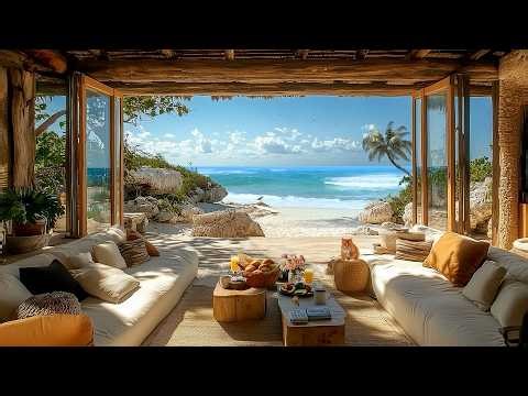 Ocean Window Spring Sunrise Ambience 🌸☀️ | Soft Sea Waves for Peace & Relaxation