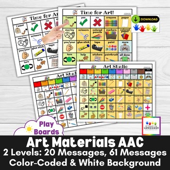 Art Materials Communication Boards: 2 Levels, AAC, Speech Therapy Visual Aid