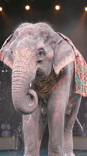 Elephant spraying water with its trunk in Circus #nature #animals #circus