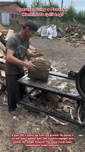 Operator Using a Powerful Machine To Split Logs