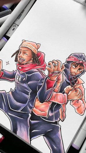 Shrimpy (@shrimpy_art) - $NOT & Cochise as Jujutsu Sorcerers Drawing | Rapper Duos Anime Art